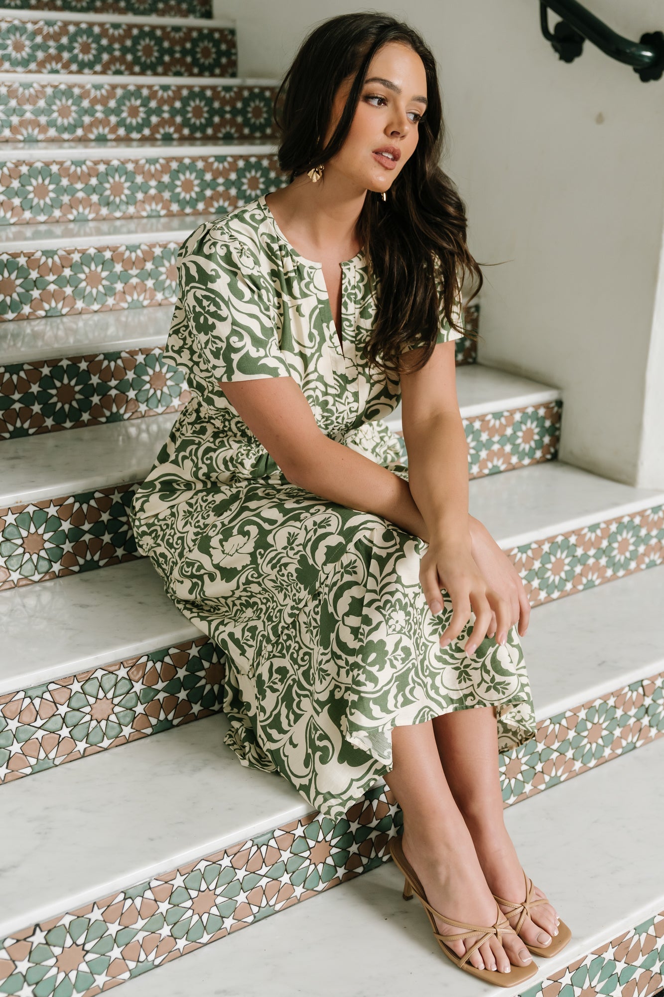 Aventura Midi Dress | Baltic Born Green Print