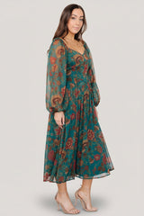 Babette Basque Waist Dress | Baltic Born Teal Multi Floral