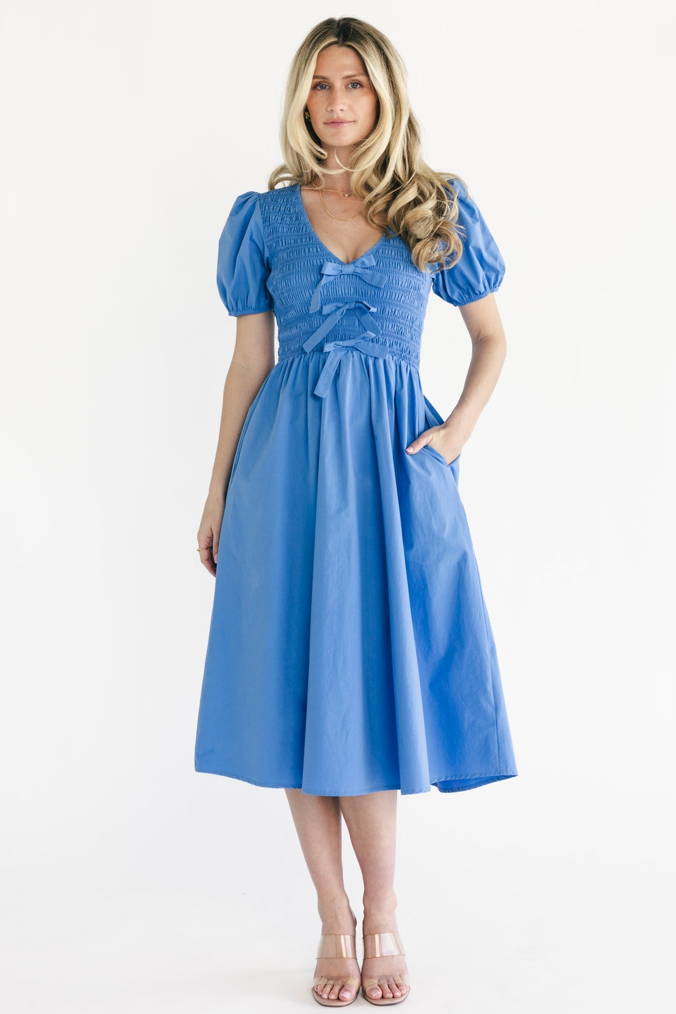 Pixie Midi Bow Dress | Baltic Born Blue