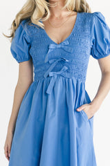 Pixie Midi Bow Dress | Baltic Born Blue