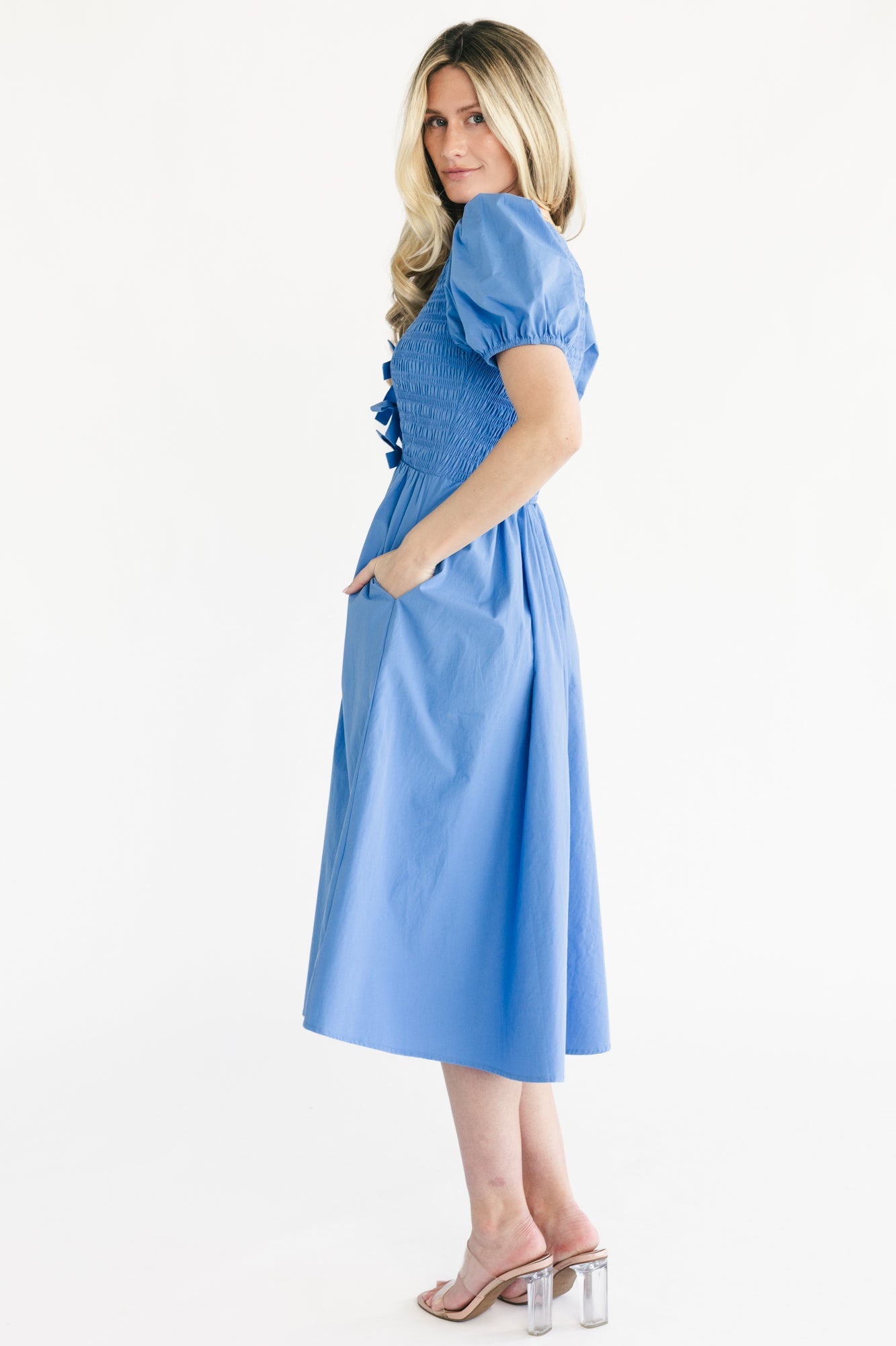 Pixie Midi Bow Dress | Baltic Born Blue
