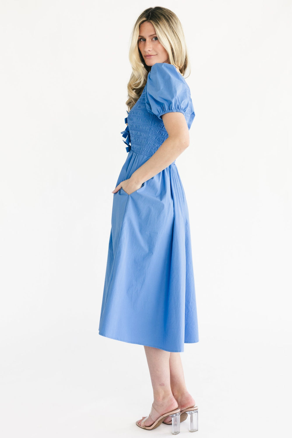Pixie Midi Bow Dress | Baltic Born Blue