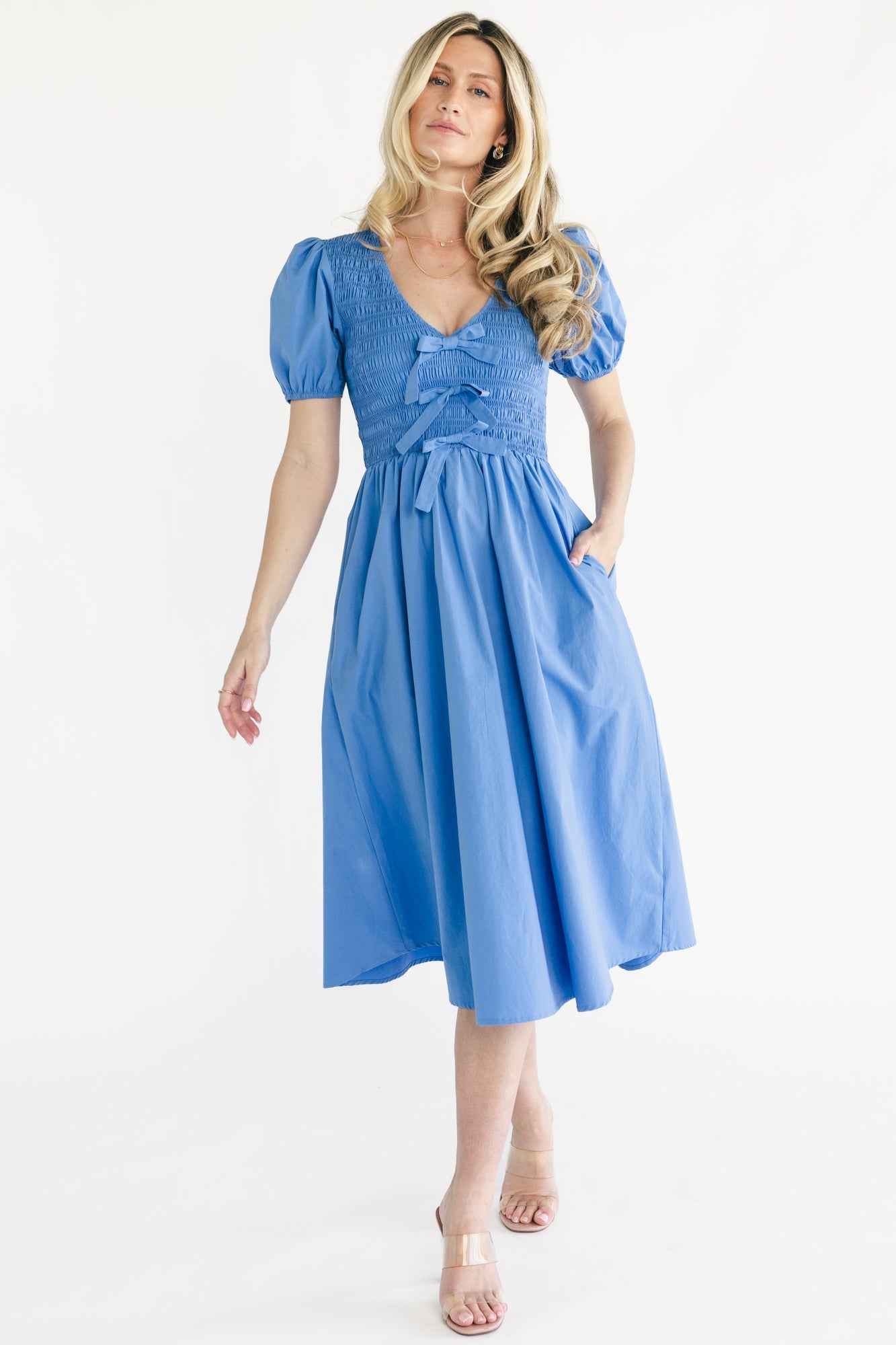 Pixie Midi Bow Dress | Baltic Born Blue