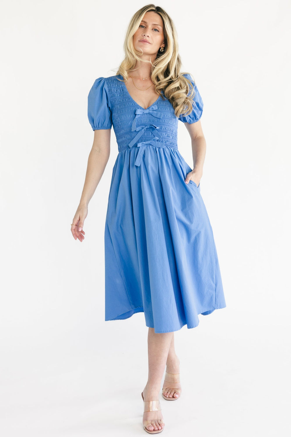 Pixie Midi Bow Dress | Baltic Born Blue