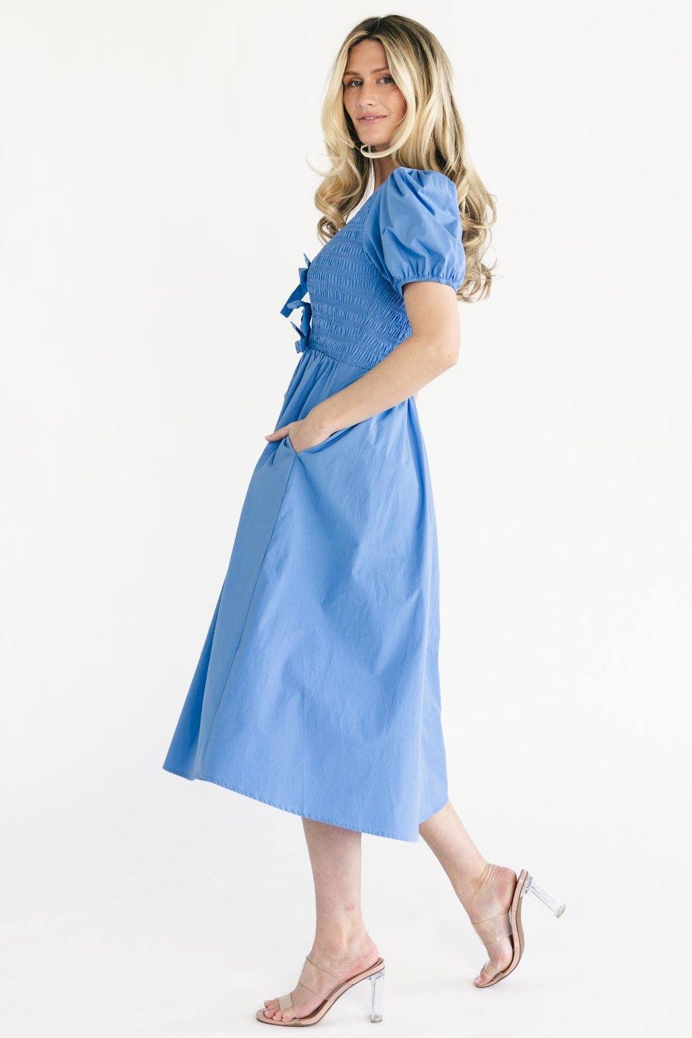 Pixie Midi Bow Dress | Baltic Born Blue