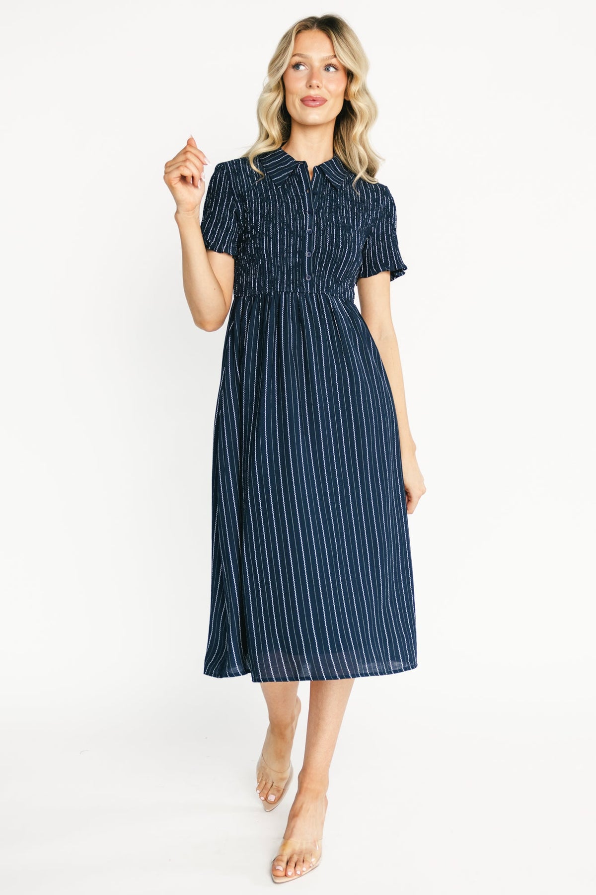 Dottie Striped Midi Dress | Baltic Born Navy
