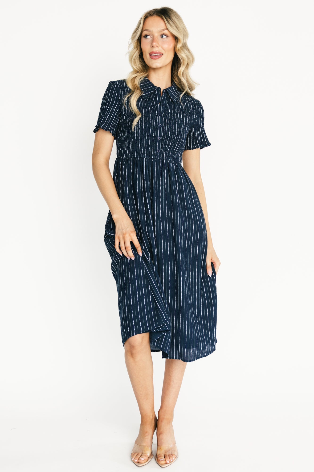 Dottie Striped Midi Dress | Baltic Born Navy