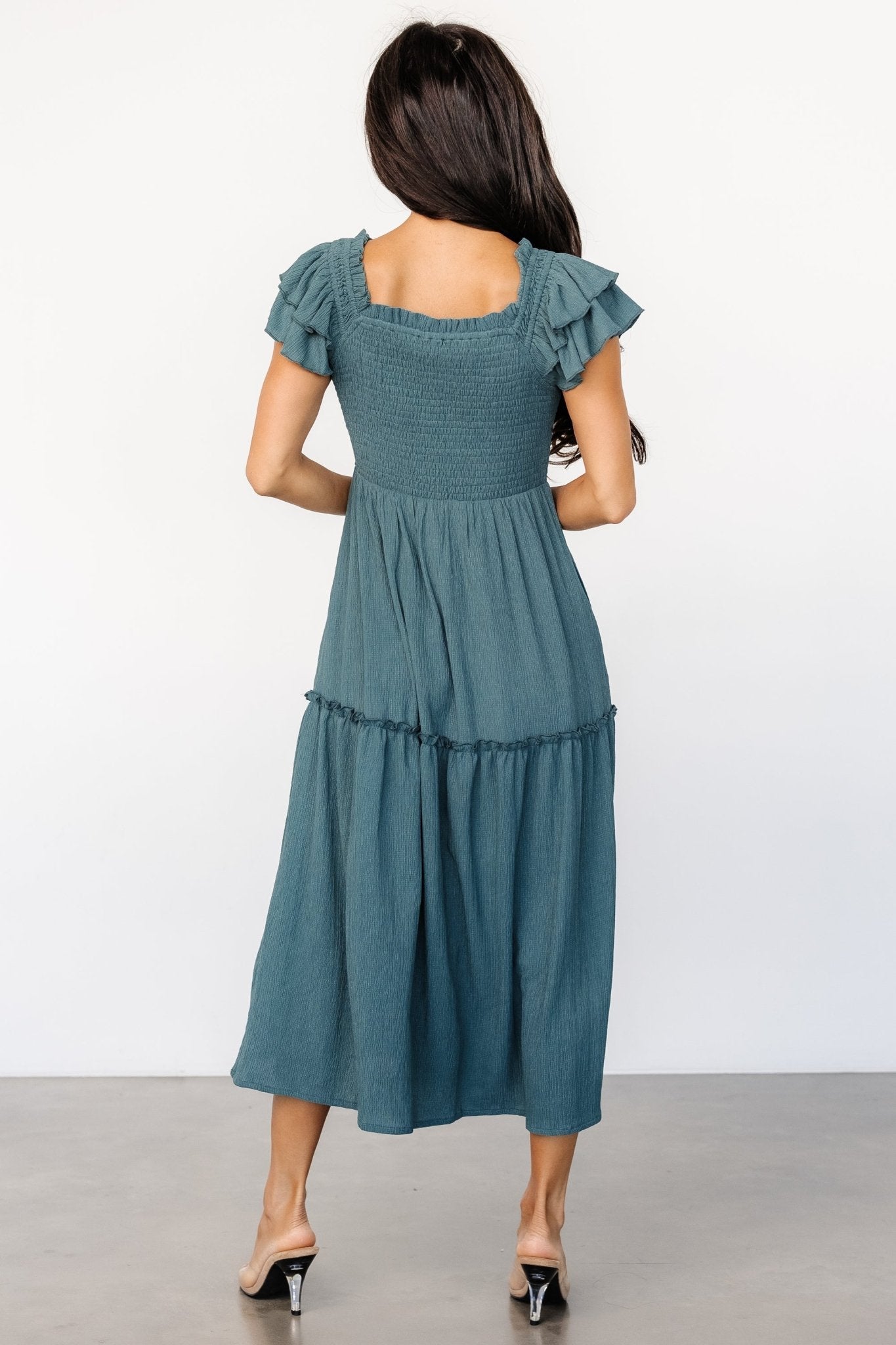 Jacie Smocked Midi Dress | Baltic Born Vintage Teal