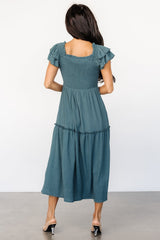 Jacie Smocked Midi Dress | Baltic Born Vintage Teal