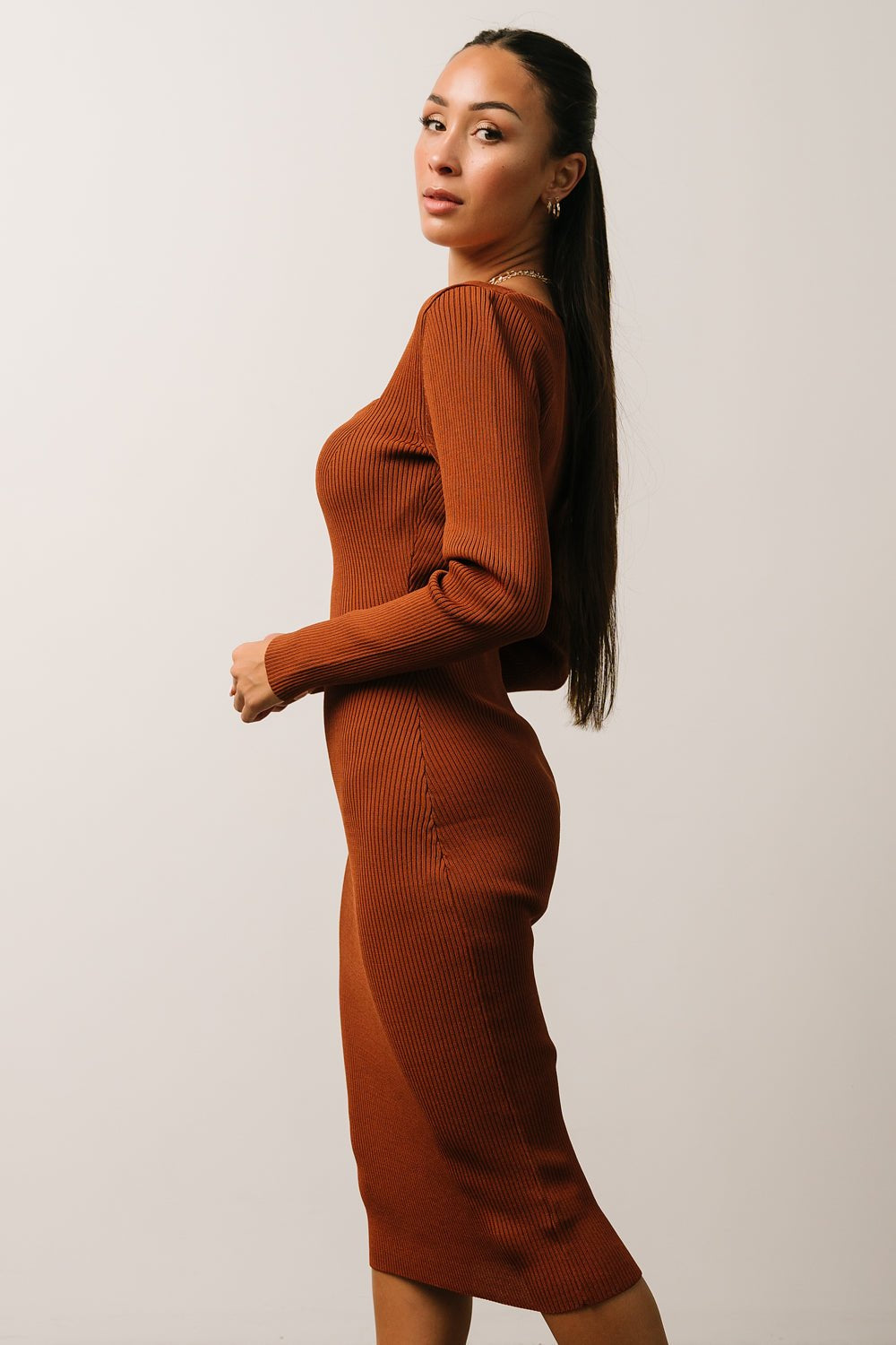 Waldorf Ribbed Midi Dress | Baltic Born Chestnut