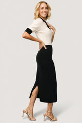 Gwendolyn Collared Midi Dress | Baltic Born Navy + Cream