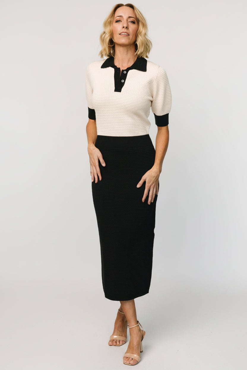 Gwendolyn Collared Midi Dress | Baltic Born Navy + Cream