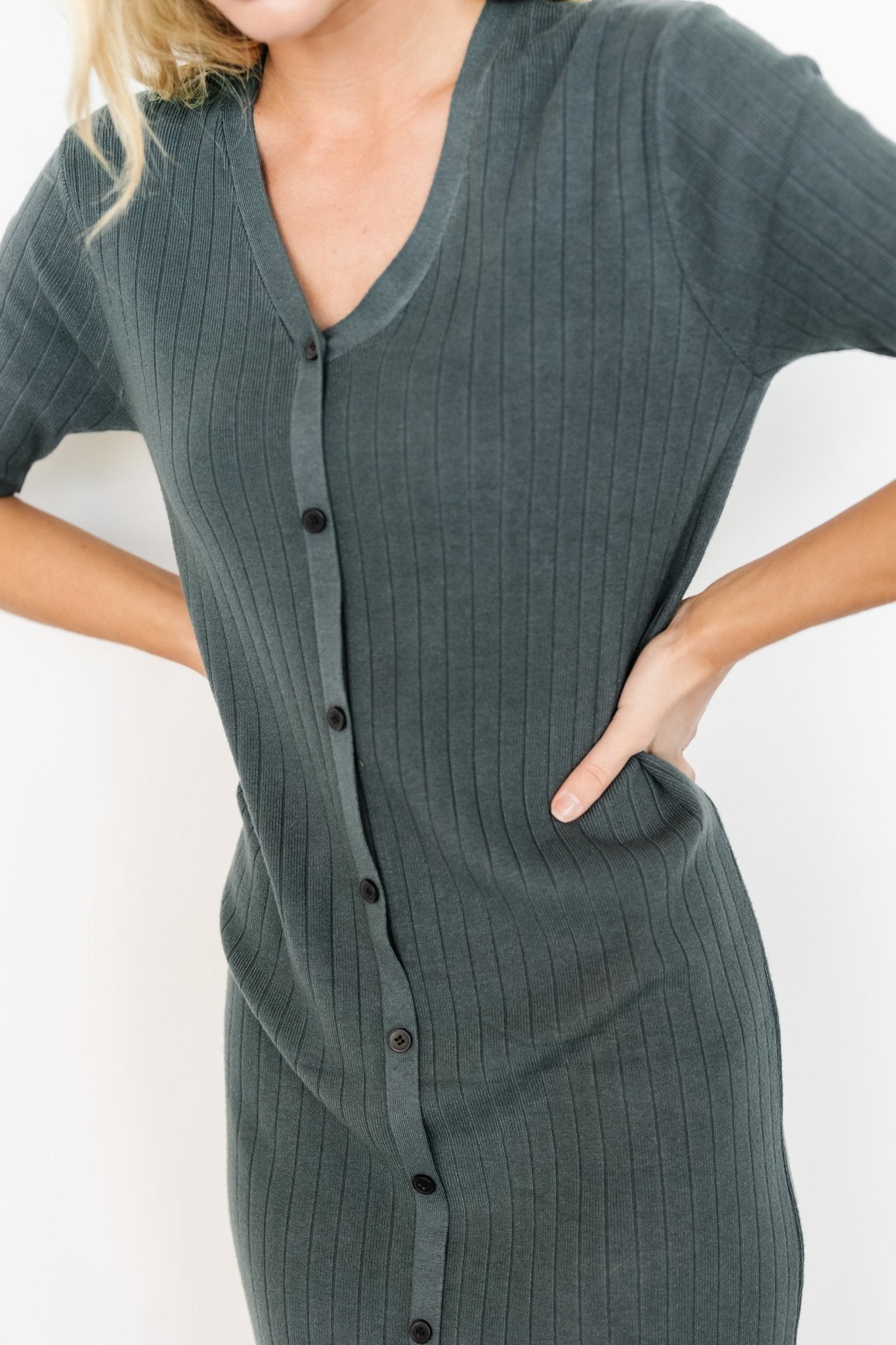 Alicia Ribbed Midi Dress | Baltic Born Dusty Jade
