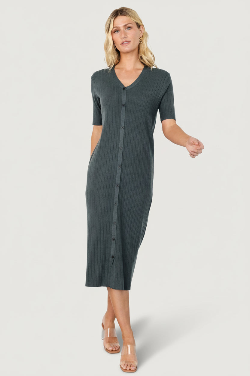 Alicia Ribbed Midi Dress | Baltic Born Dusty Jade