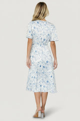 Amelie Wrap Midi Dress | Baltic Born Blue Print