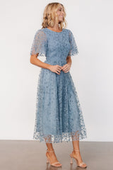 Kendra Embroidered Dress | Baltic Born Dusty Blue