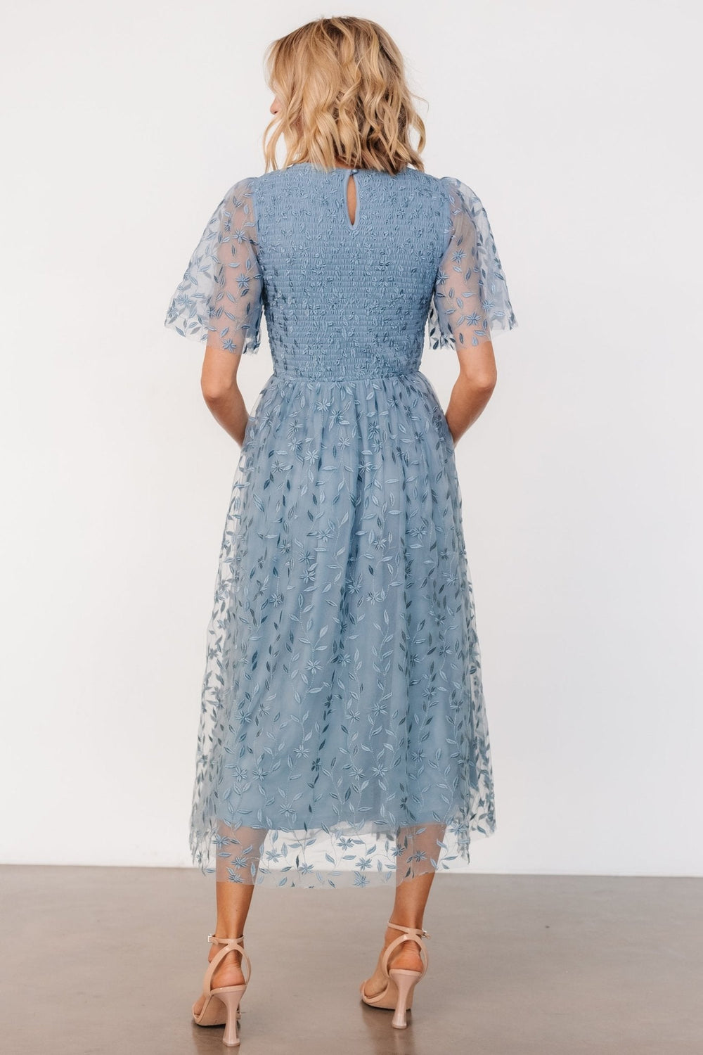 Kendra Embroidered Dress | Baltic Born Dusty Blue