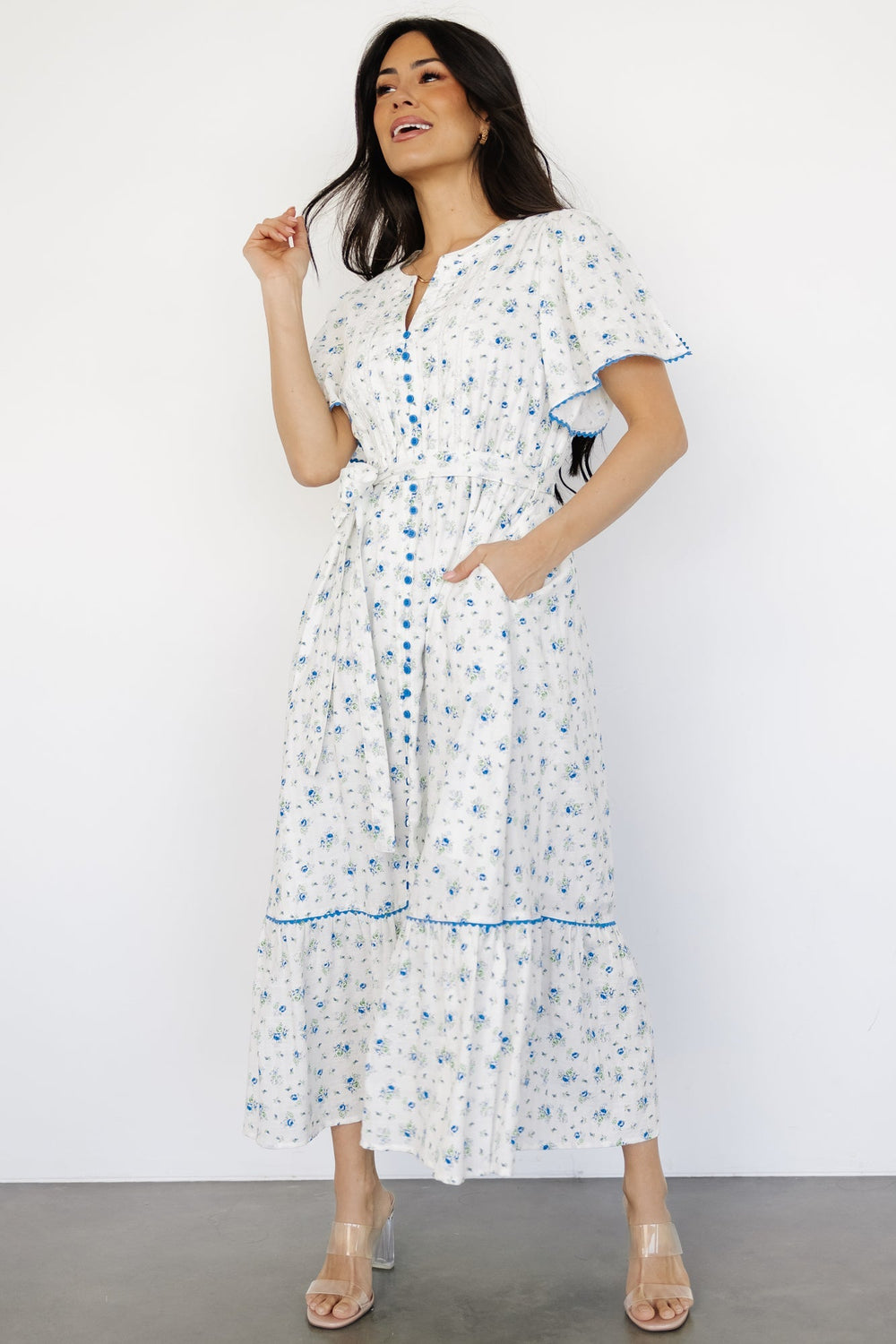 Janie Midi Dress | Baltic Born Ivory Multi Floral