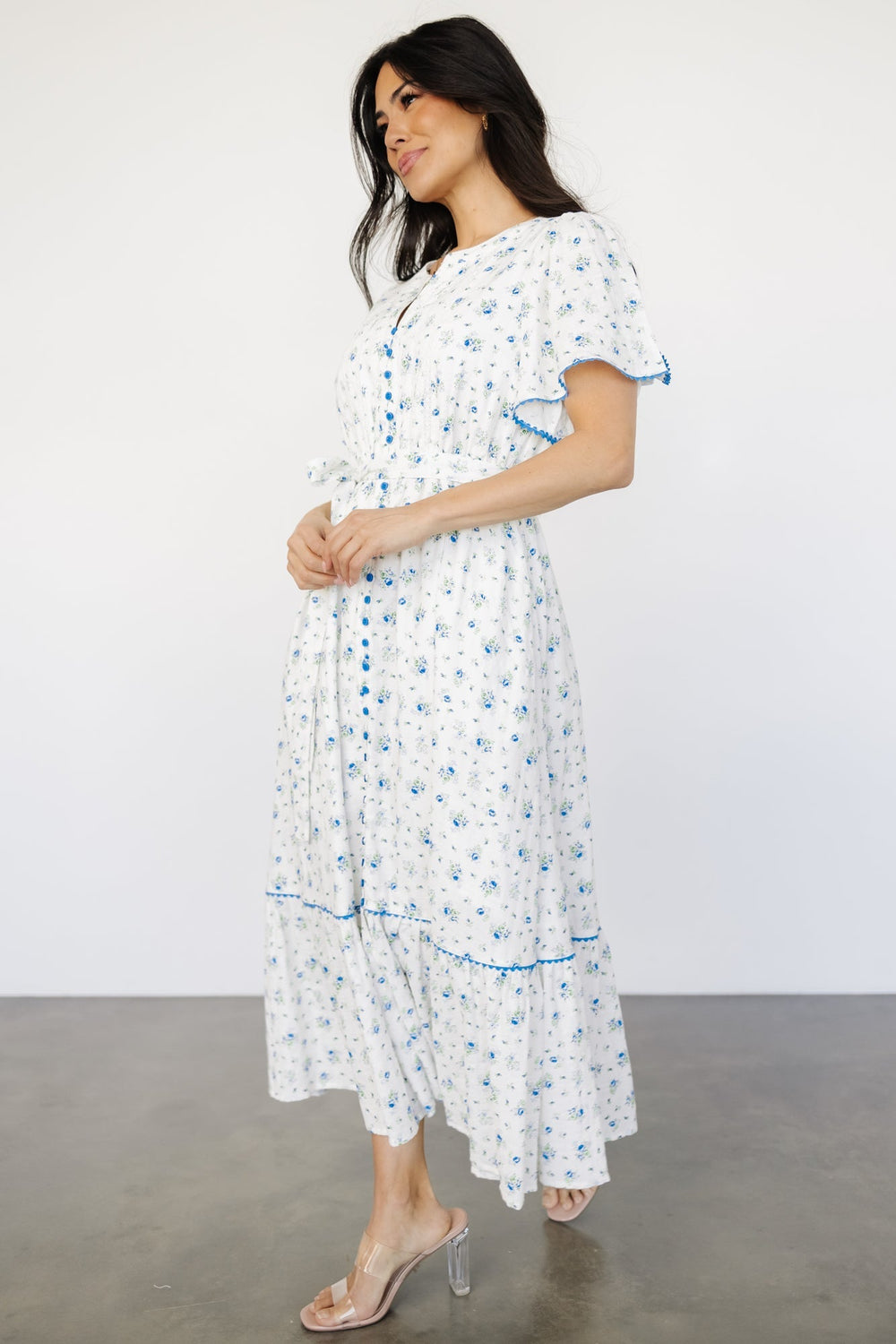 Janie Midi Dress | Baltic Born Ivory Multi Floral