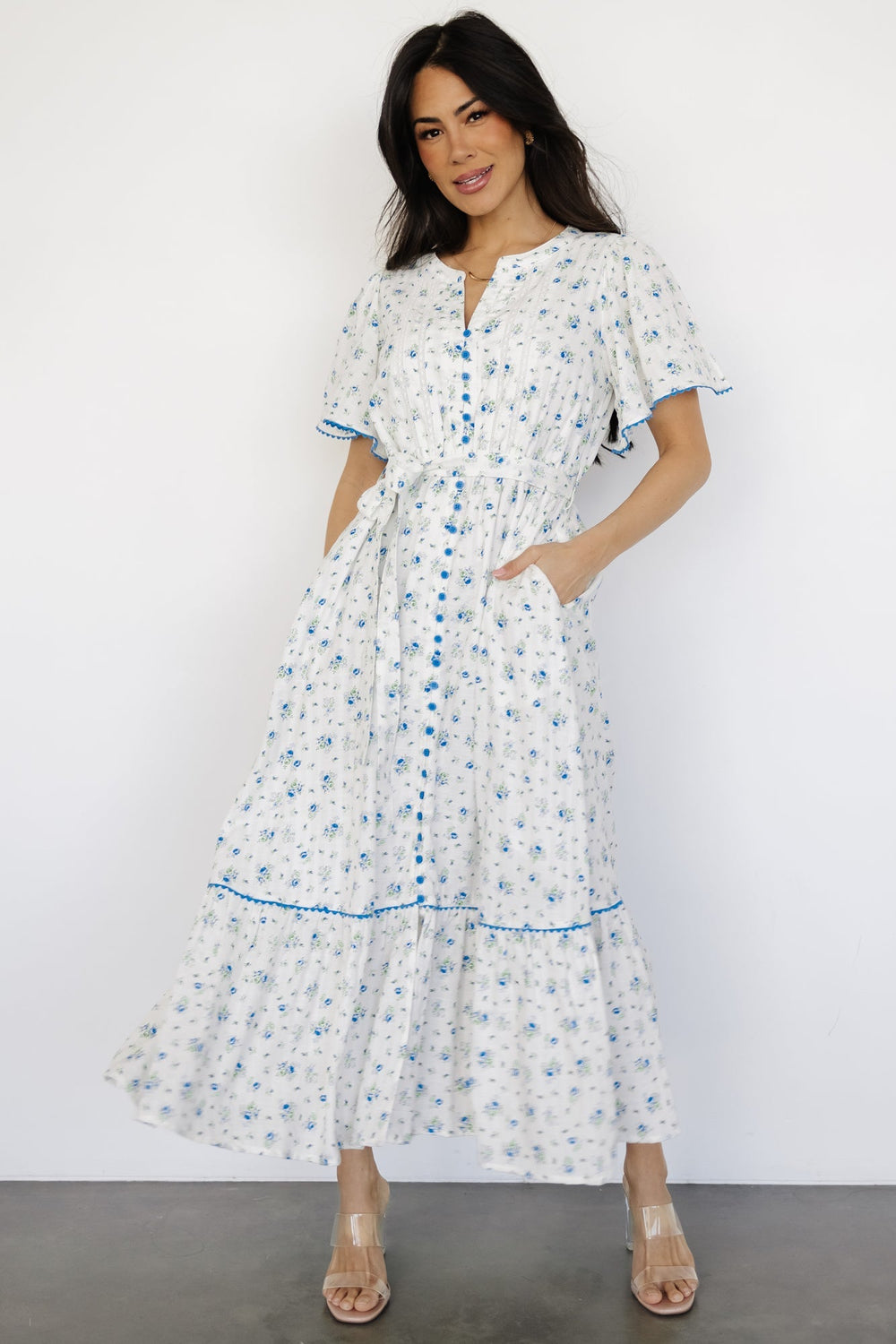 Janie Midi Dress | Baltic Born Ivory Multi Floral