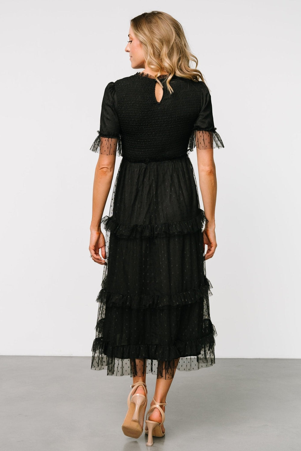 Lysandra Smocked Dot Dress | Baltic Born Black