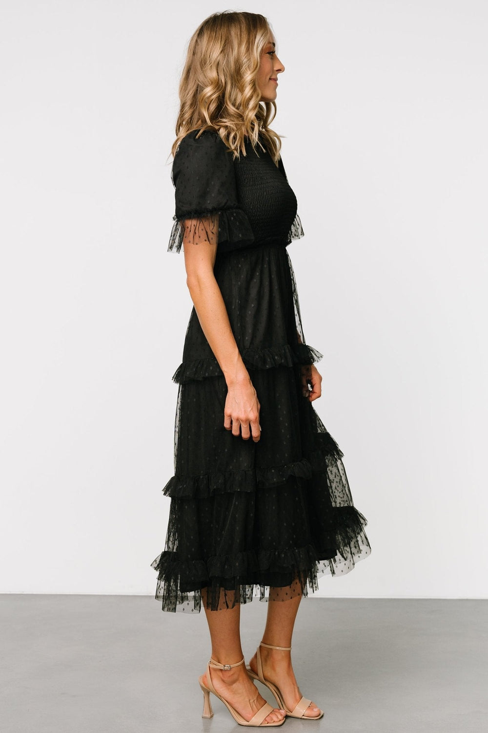 Lysandra Smocked Dot Dress | Baltic Born Black