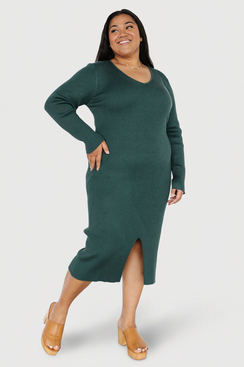 Fairmount Ribbed Midi Dress | Baltic Born Green