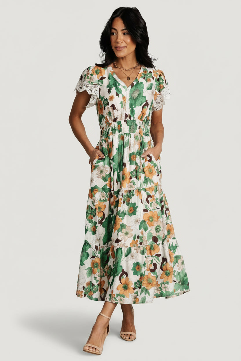 Aliyah Midi Dress | Baltic Born Green Floral
