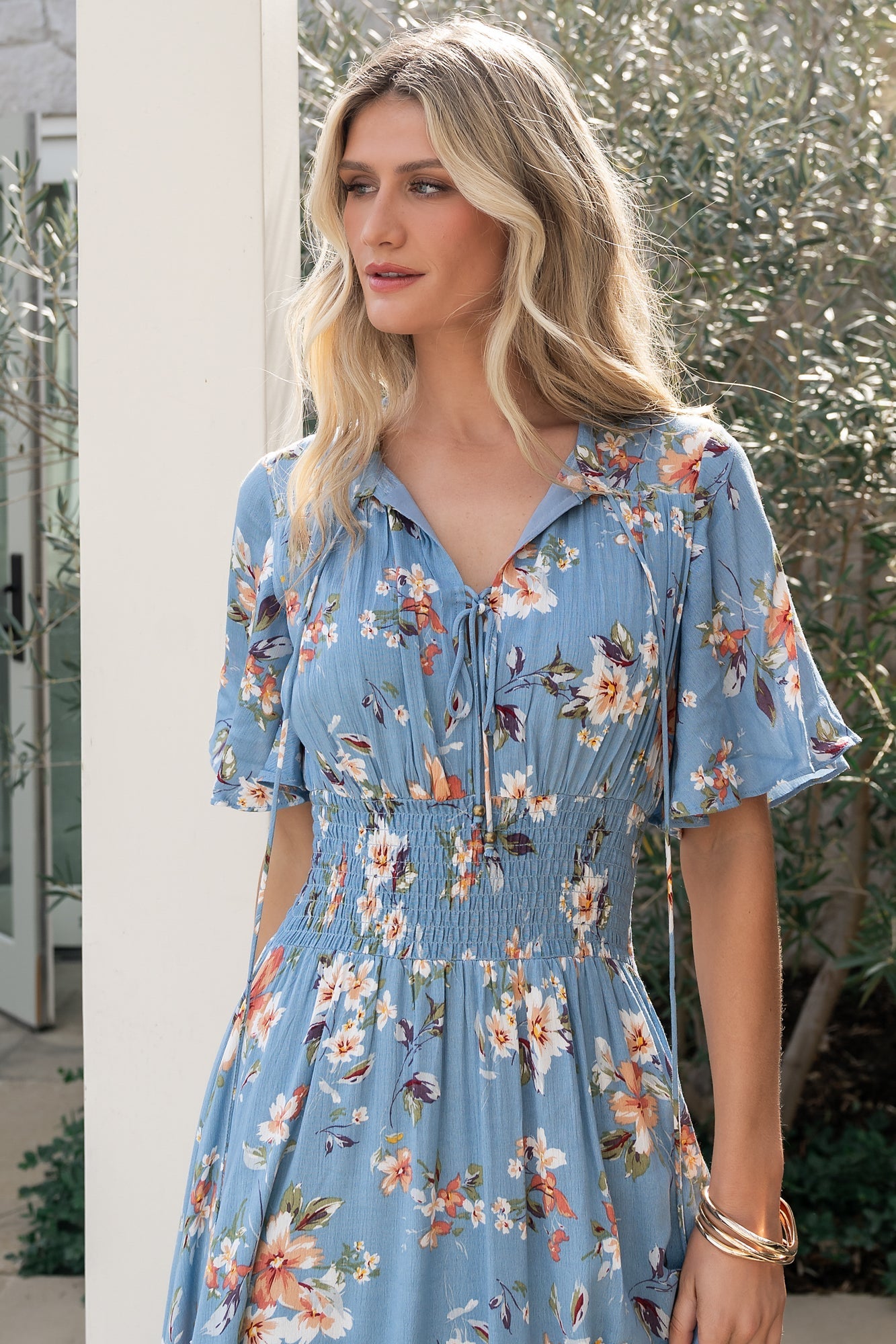 Spell Boho Midi Dress | Baltic Born Blue + Peach Floral