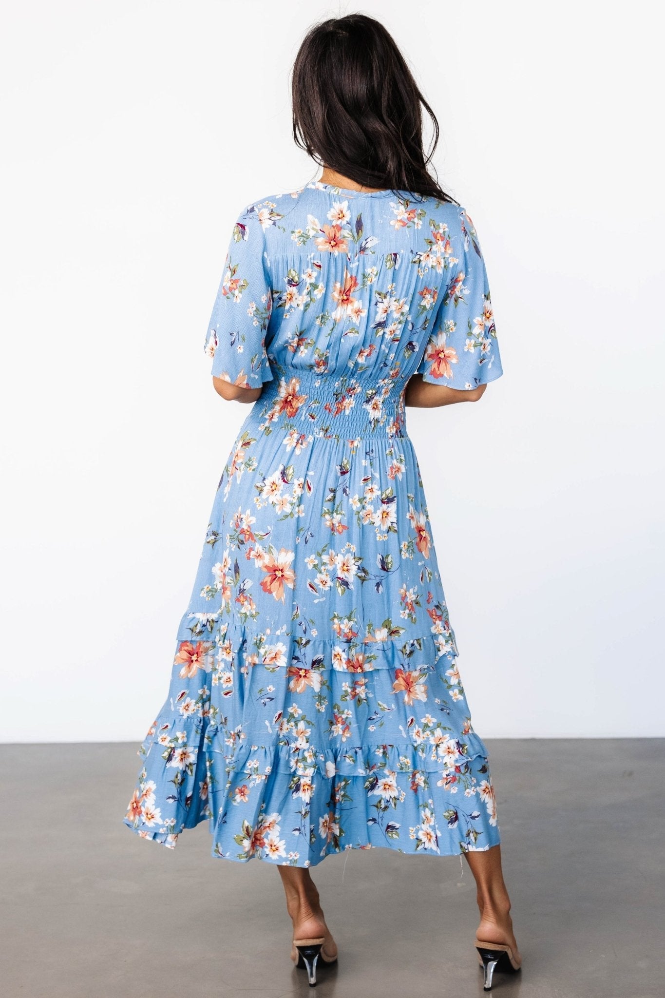 Spell Boho Midi Dress | Baltic Born Blue + Peach Floral