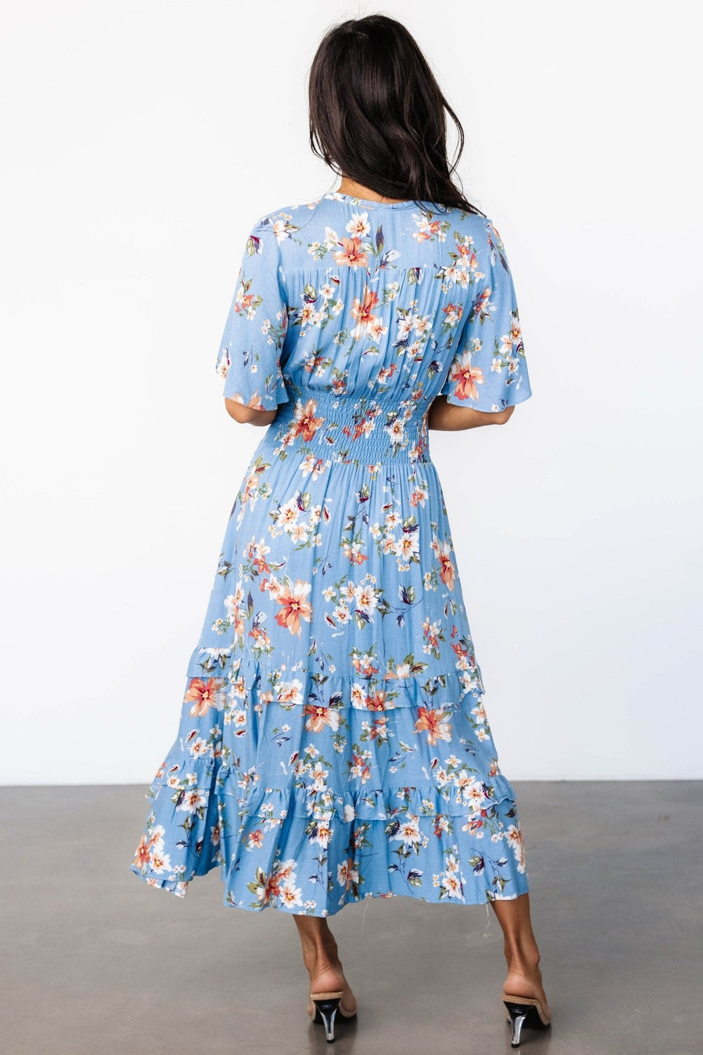 Spell Boho Midi Dress | Baltic Born Blue + Peach Floral