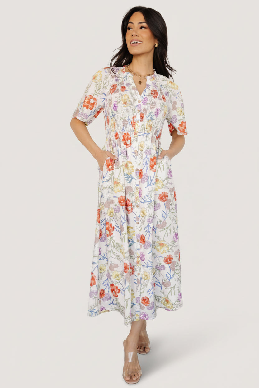 Botega Midi Dress | Baltic Born Ivory Multi Floral