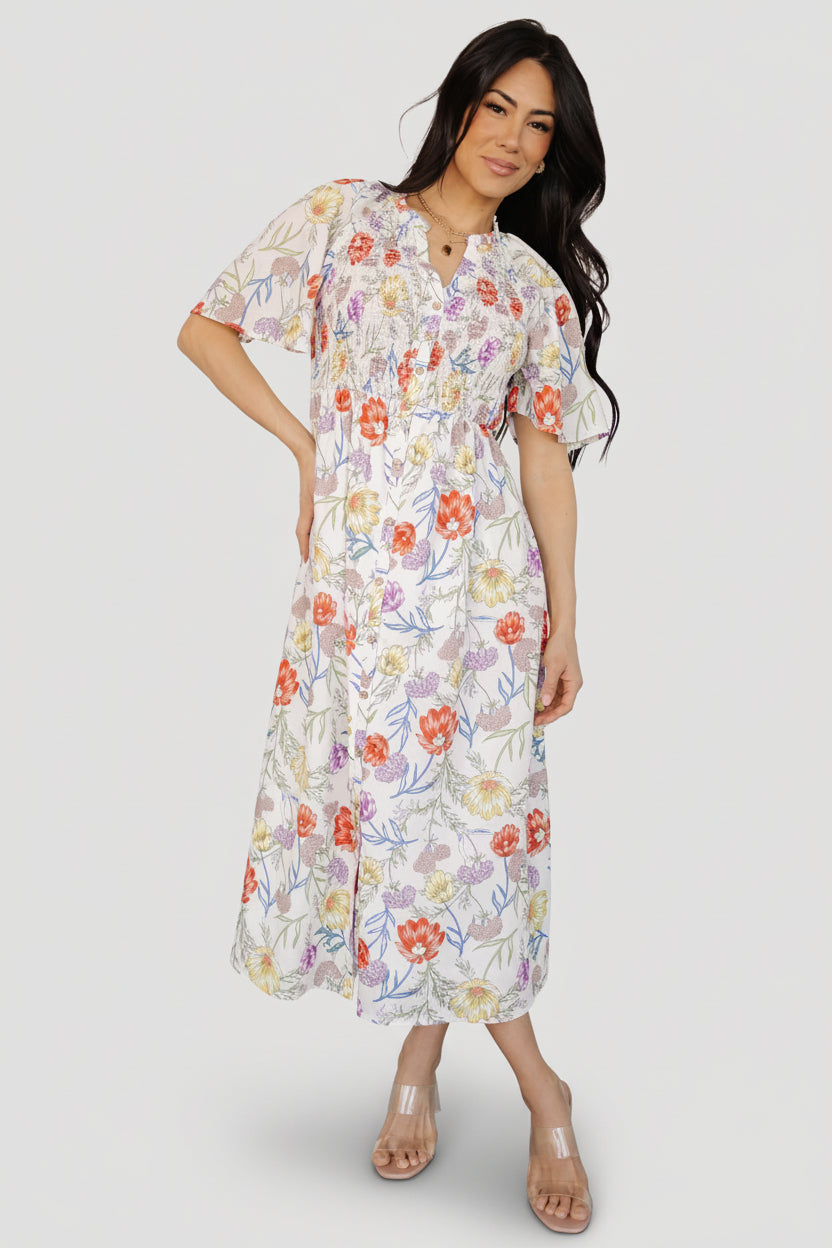 Botega Midi Dress | Baltic Born Ivory Multi Floral