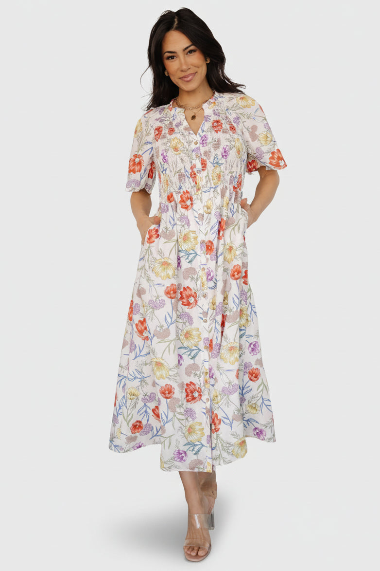 Botega Midi Dress | Baltic Born Ivory Multi Floral