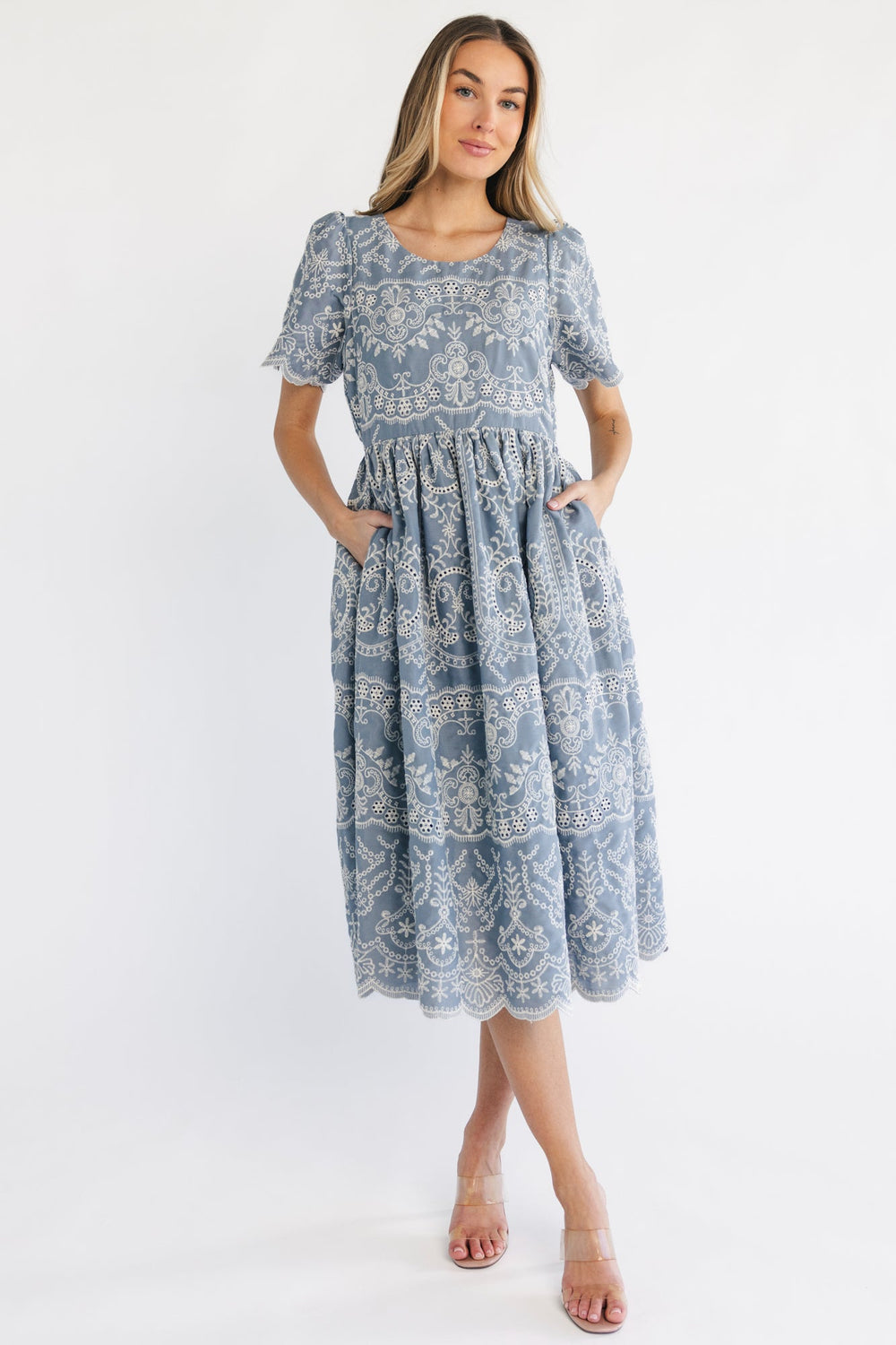 Margot Eyelet Midi Dress | Baltic Born Slate