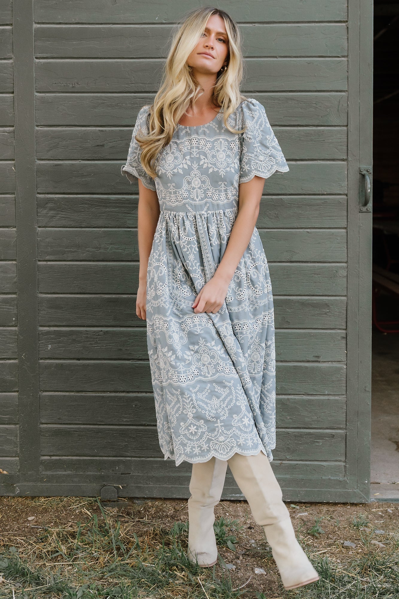 Margot Eyelet Midi Dress | Baltic Born Slate