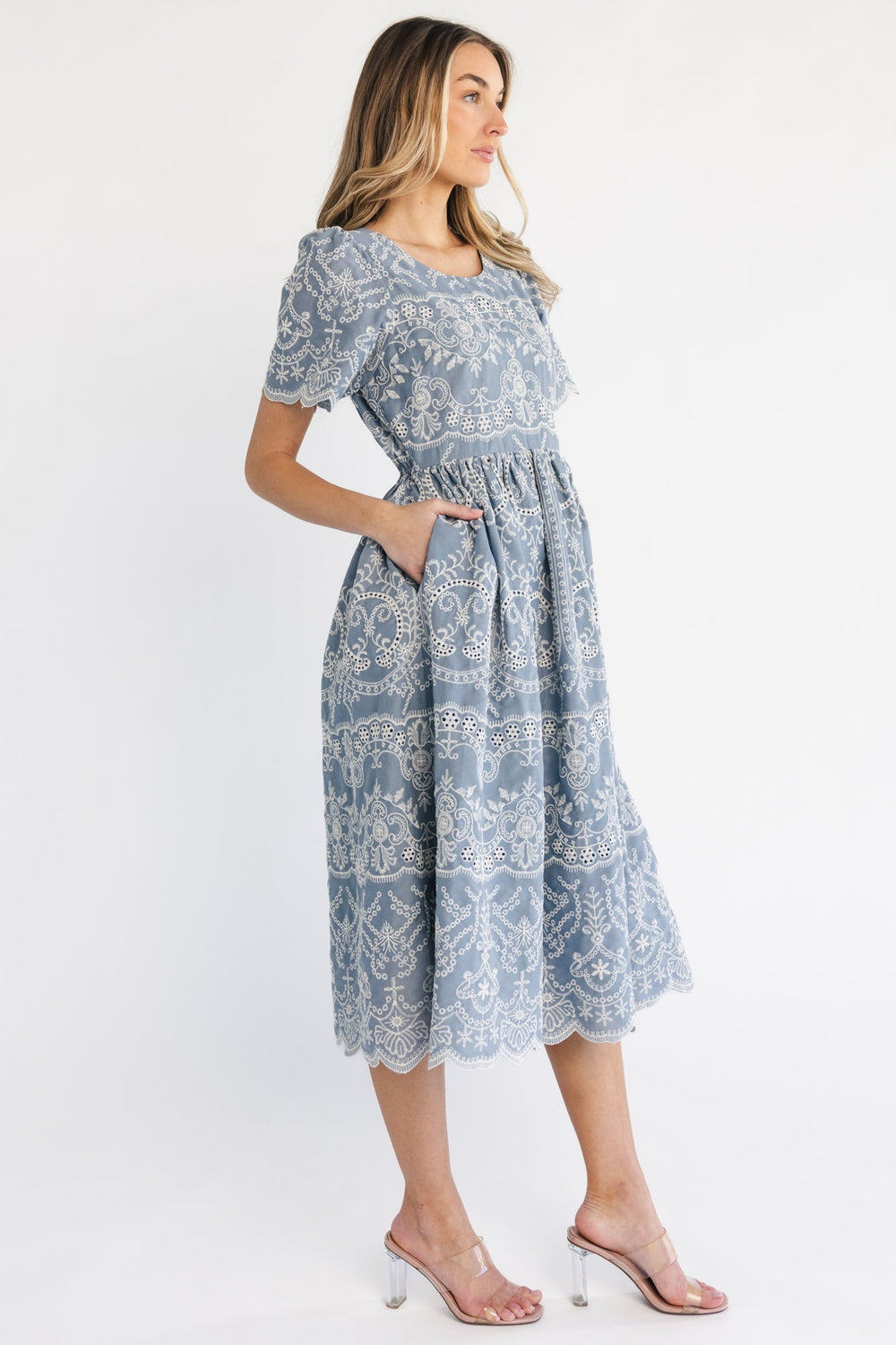 Margot Eyelet Midi Dress | Baltic Born Slate