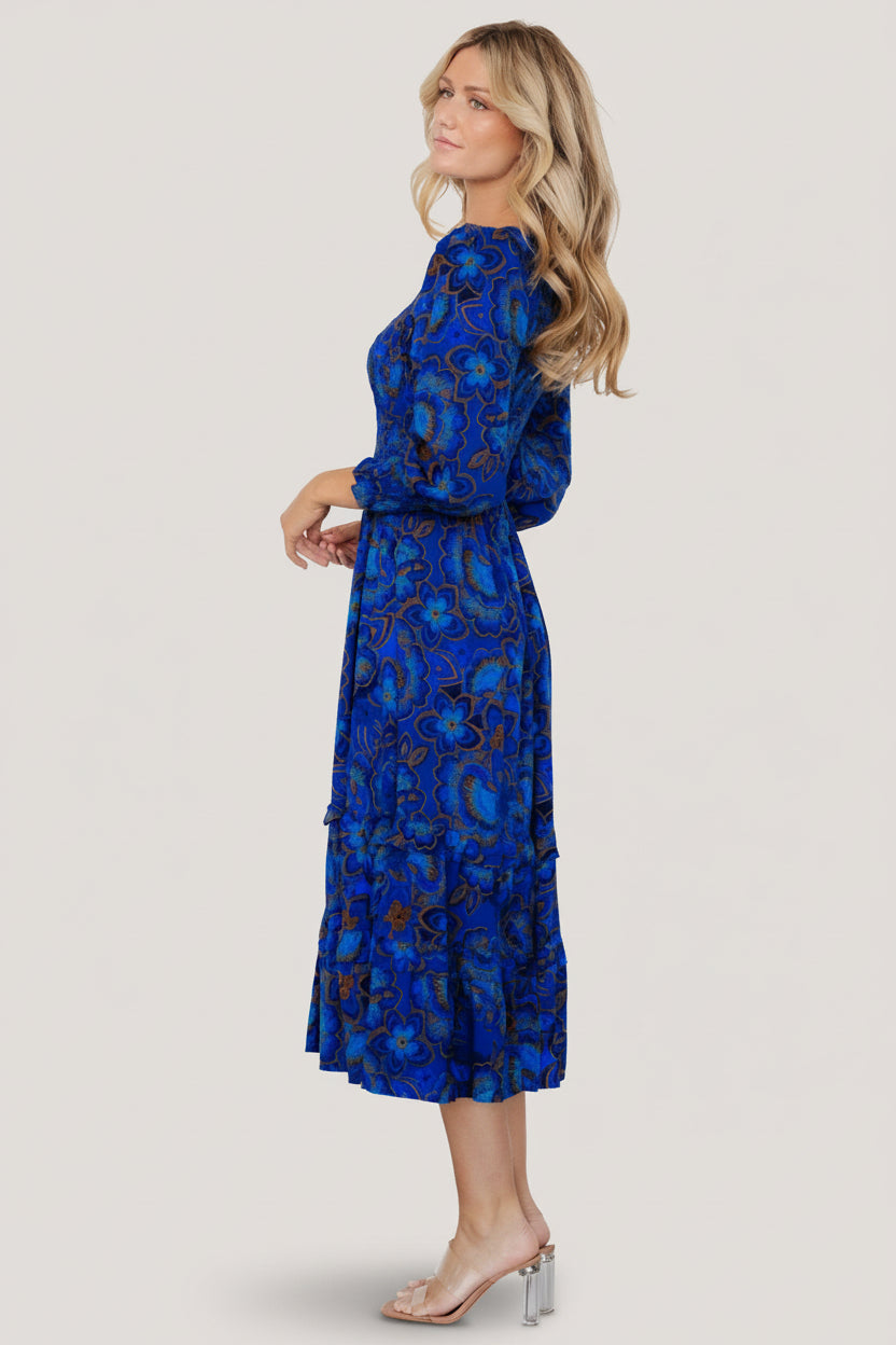 Andersen Smocked Midi Dress | Baltic Born Cobalt Floral