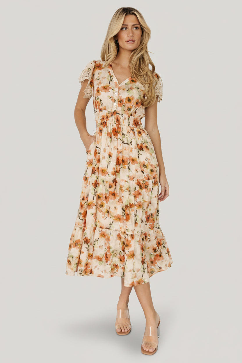 Aliyah Midi Dress | Baltic Born Coral Floral