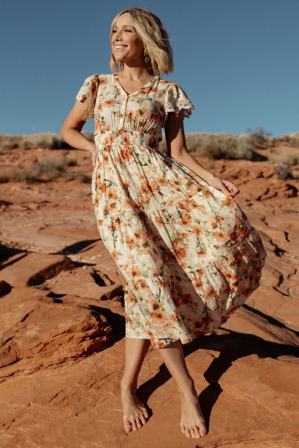Aliyah Midi Dress | Baltic Born Coral Floral