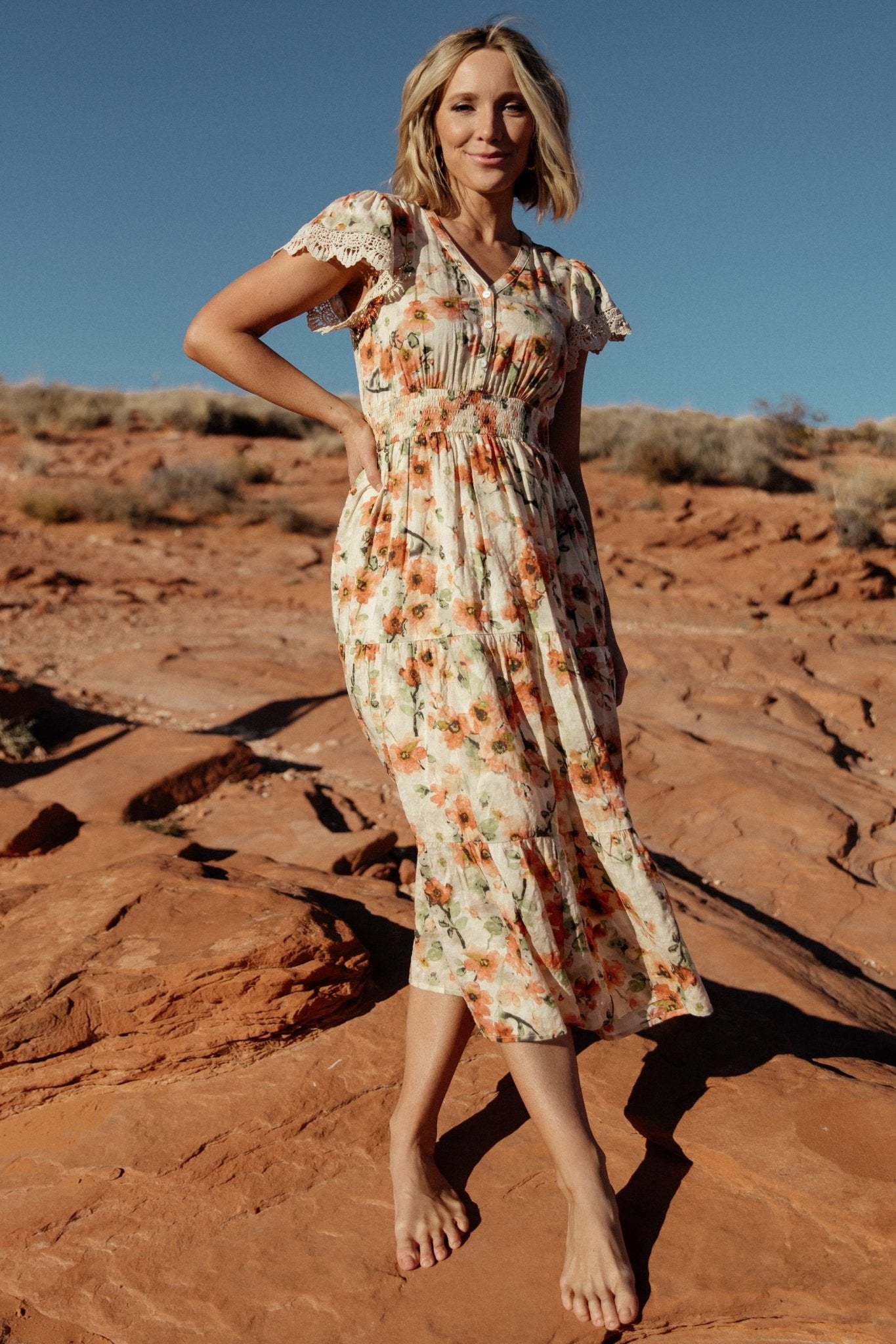 Aliyah Midi Dress | Baltic Born Coral Floral