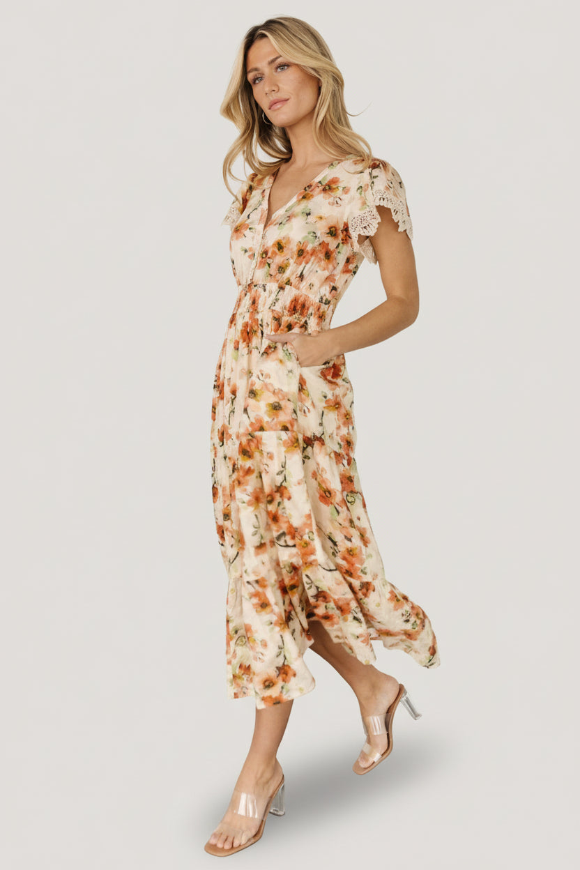 Aliyah Midi Dress | Baltic Born Coral Floral