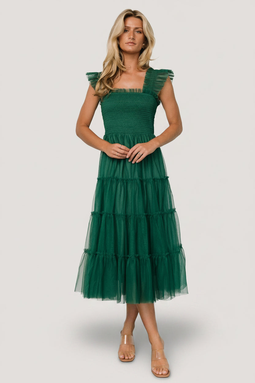 Emma Smocked Tulle Dress | Baltic Born Emerald