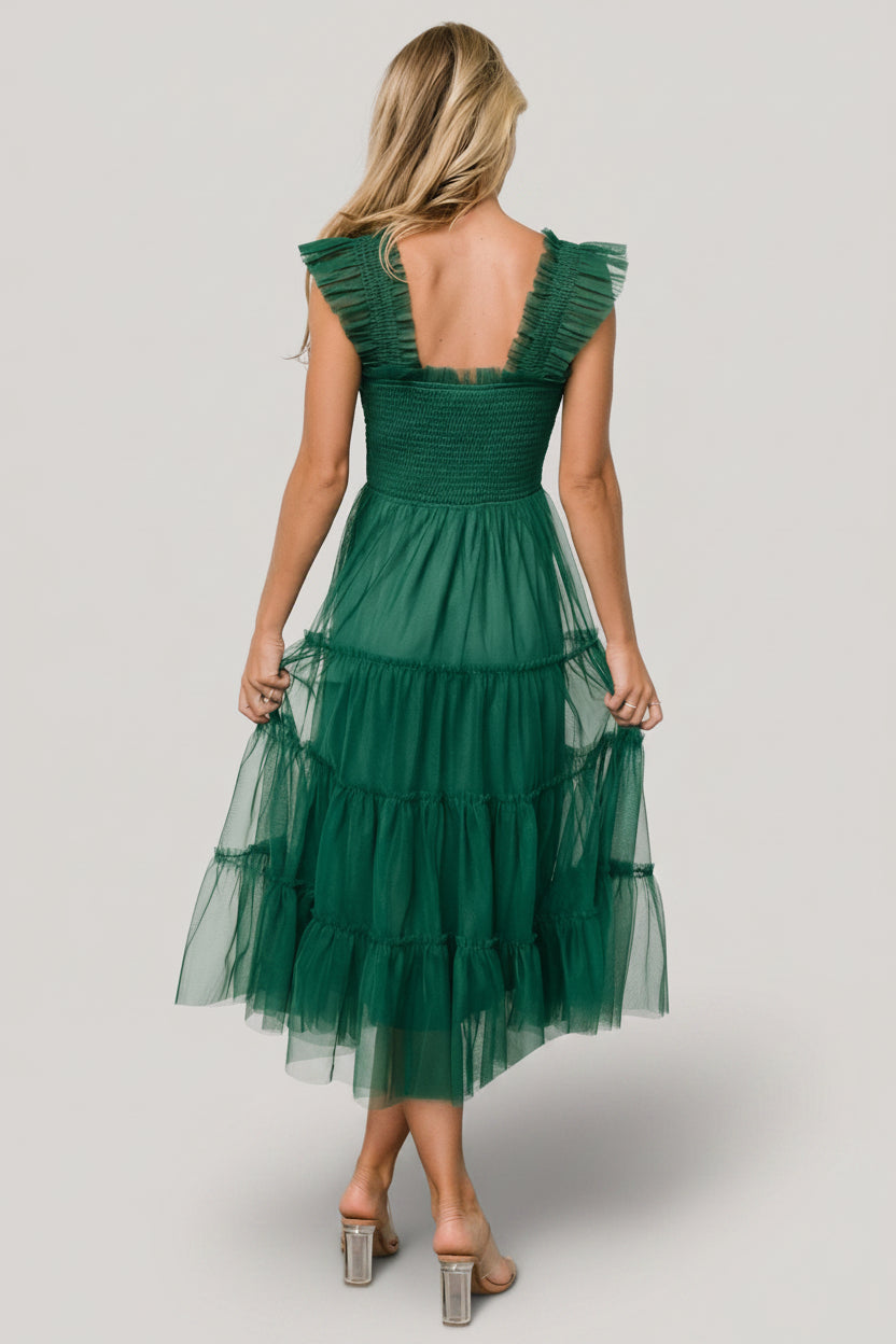 Emma Smocked Tulle Dress | Baltic Born Emerald