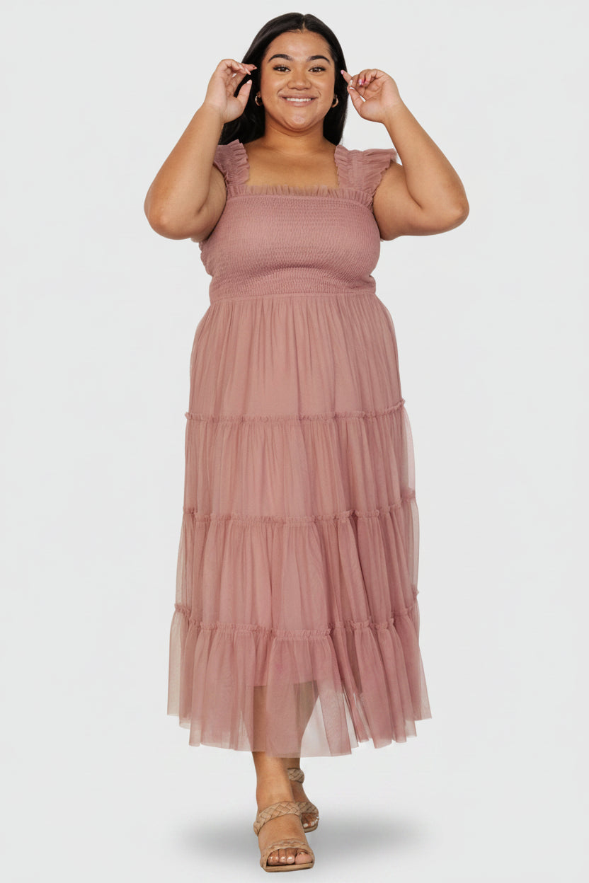 Emma Smocked Tulle Dress | Baltic Born Dusty Rose