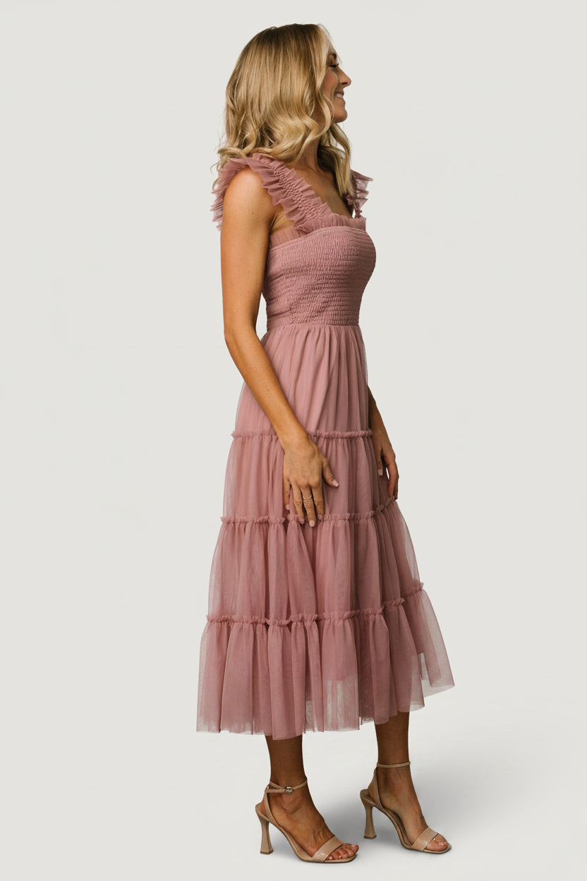 Emma Smocked Tulle Dress | Baltic Born Dusty Rose