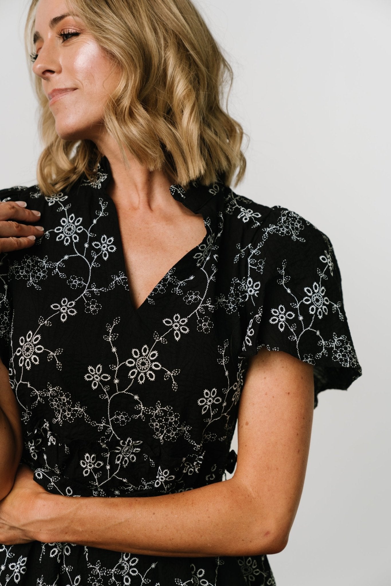 Odeya Tiered Midi Dress | Baltic Born Black + White