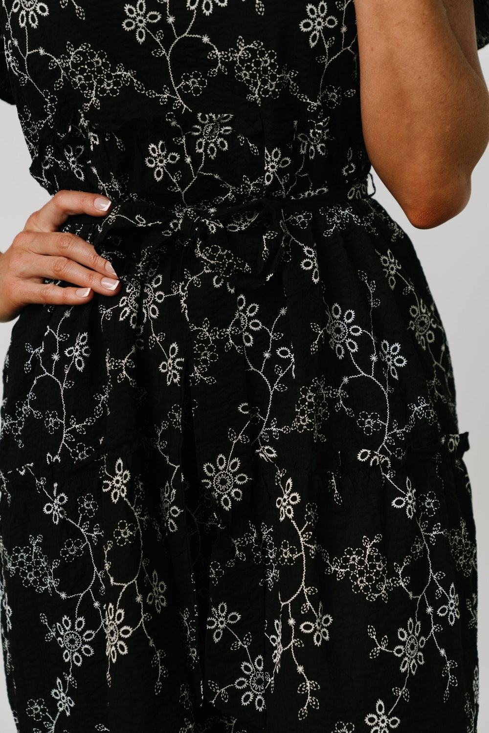 Odeya Tiered Midi Dress | Baltic Born Black + White