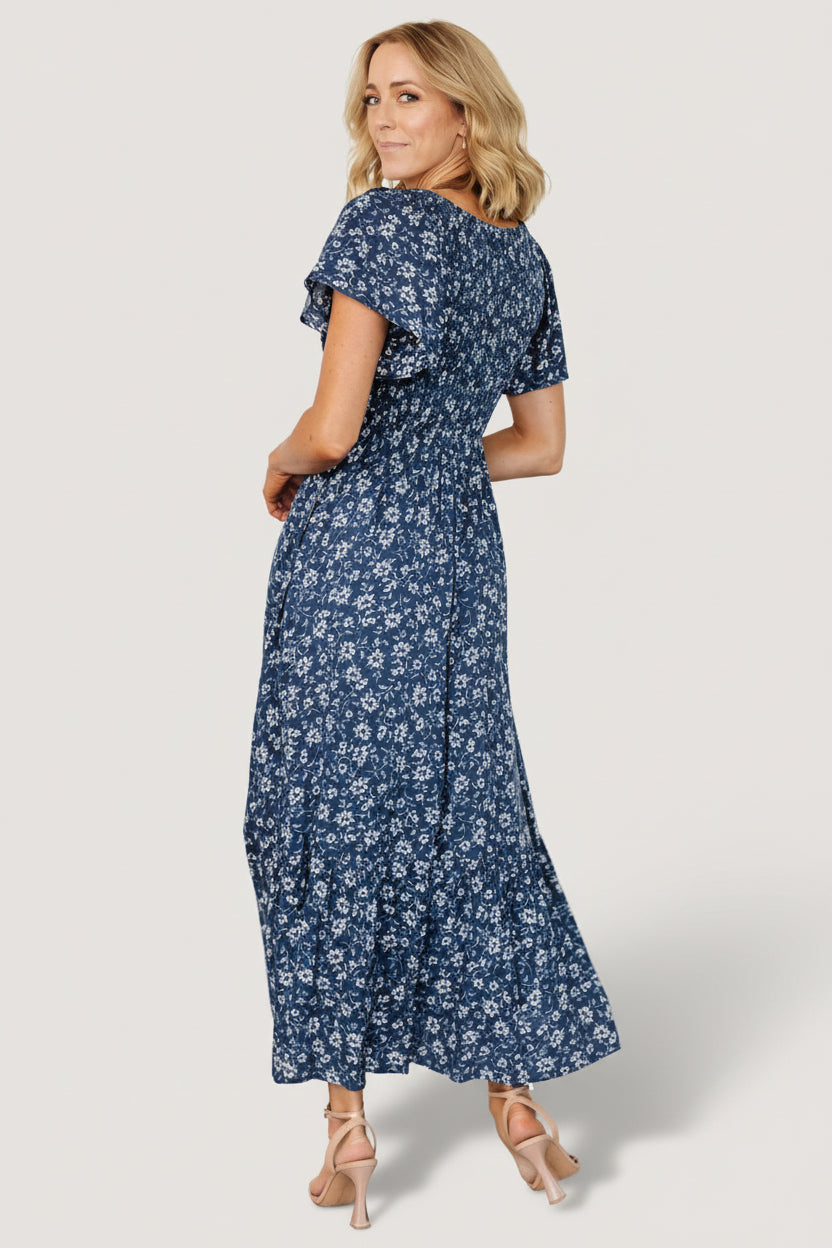 Joanie Smocked Dress | Baltic Born Blue Floral