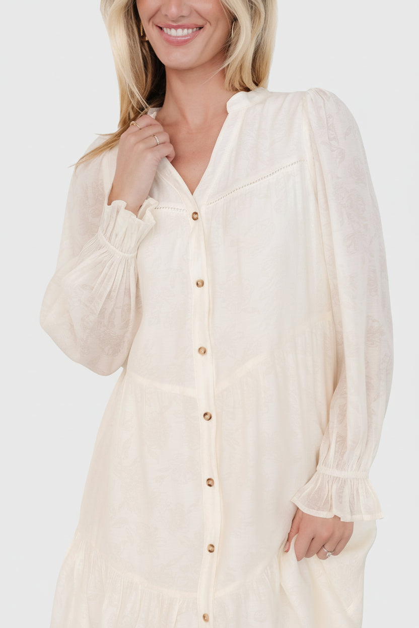 Brenna Button Midi Dress | Baltic Born Cream